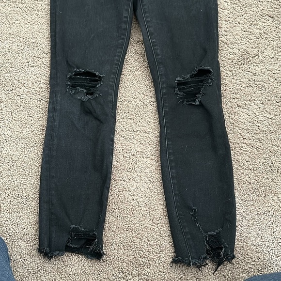 Abercrombie and Fitch Black Distressed High Rise Super Skinny Ankle Jeans Size 4 - Picture 4 of 11